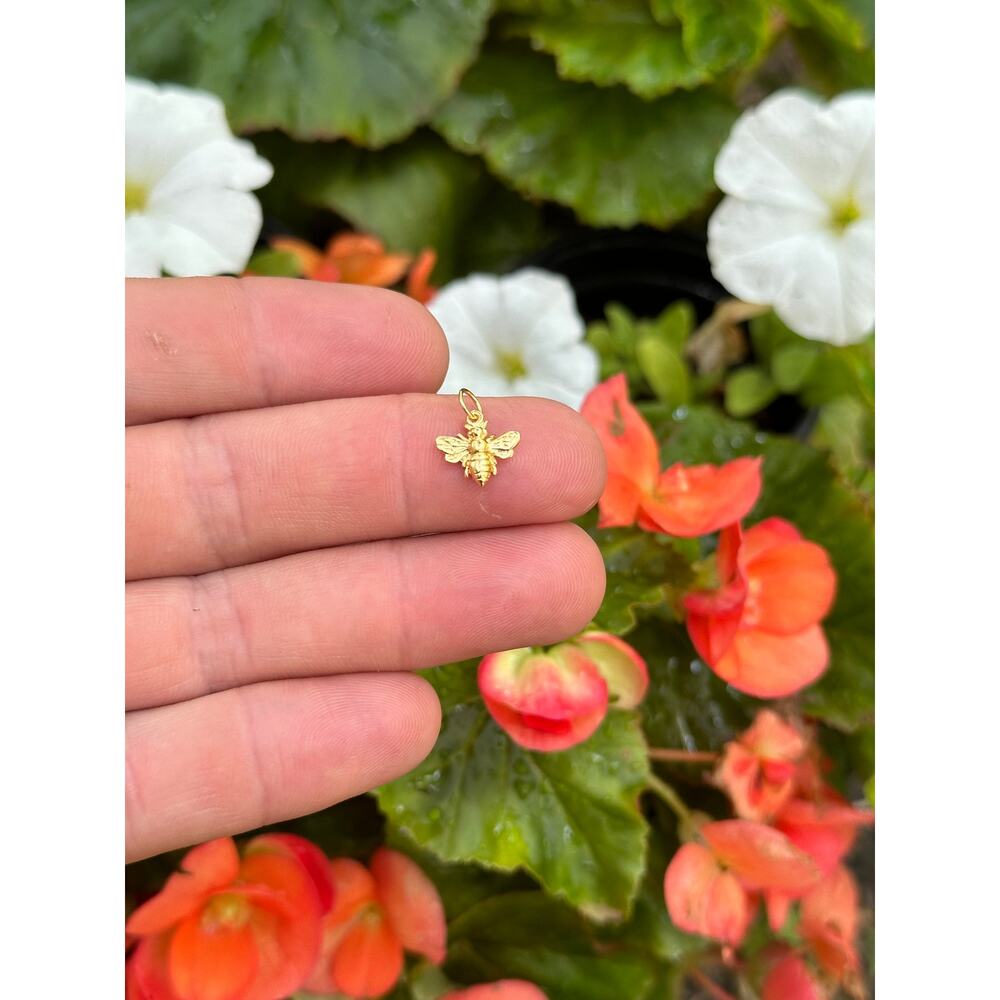 Gold Small Bee Charm with 24 K Gold Plate, Gold Small Bee Charm